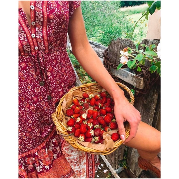 boho floral print v neck button ruffle miDI dress - Picture 7 of 14